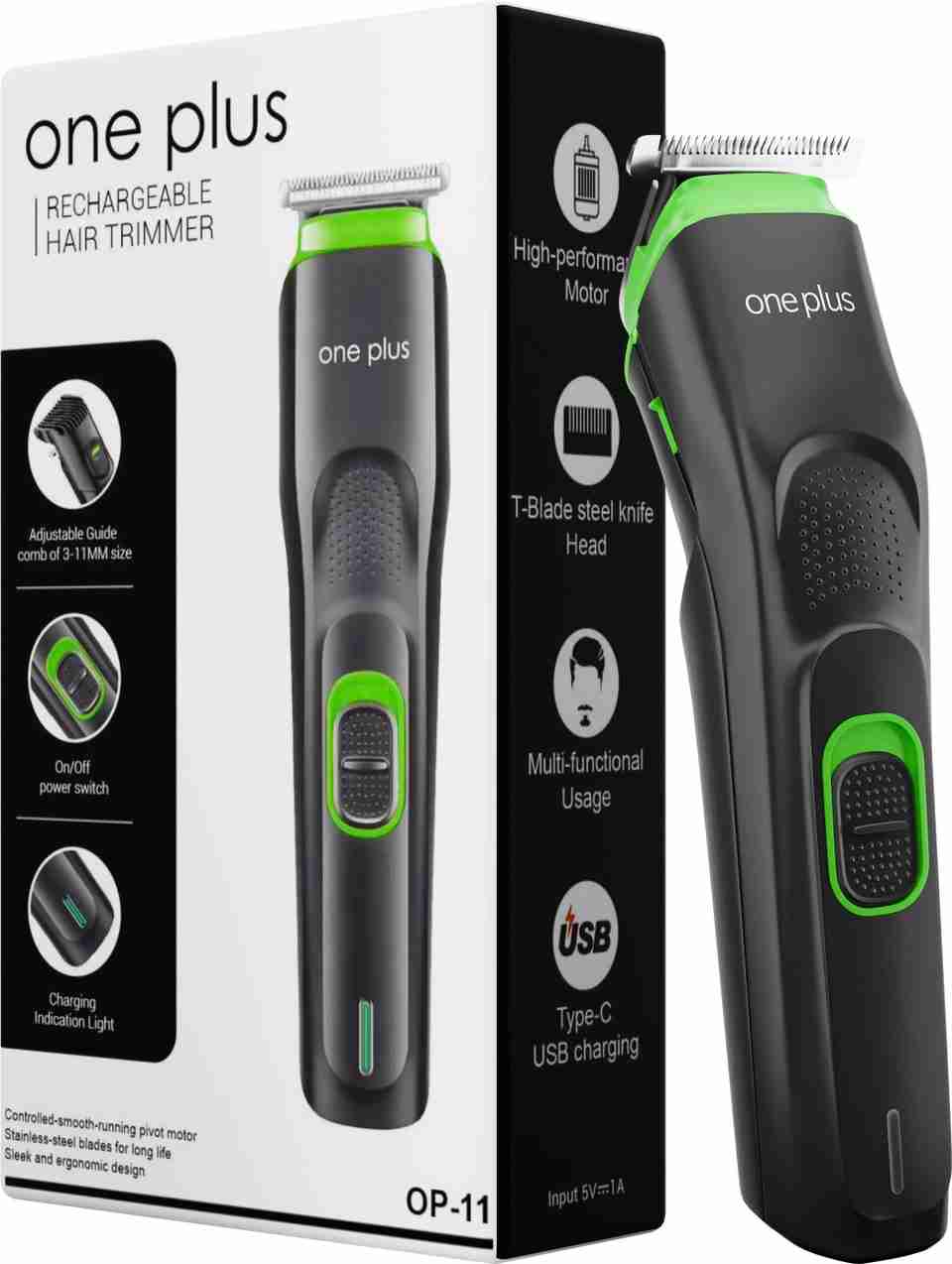One Plus OP 11 Cordless Professional Hair Trimmer Titanium coated blade ...