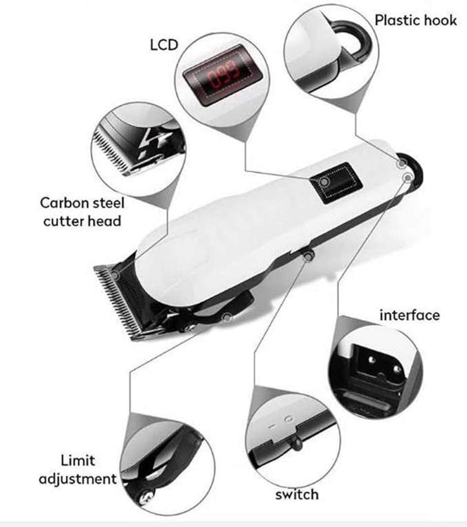 MHBOULT 809 Cordless Professional Hair Clipper Dual LED Titanium coated ...