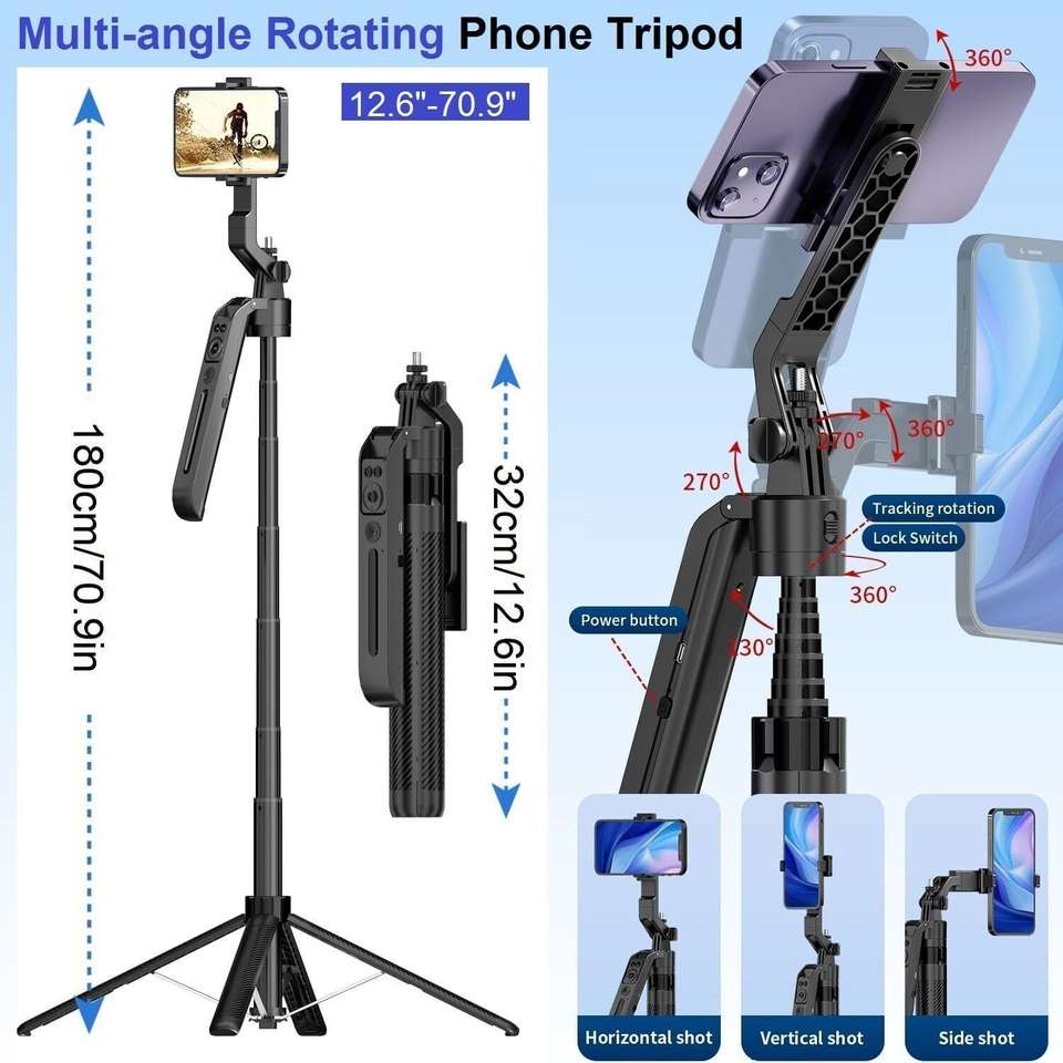 RETRACK C12 1.8Meter Long AI Auto Follow-Up Face Tracking Smart Tripod ...