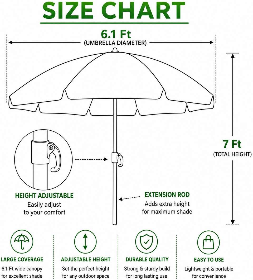RAINVIBE 7FT Garden Umbrella for Rooftop Terrace and Balcony Shade ...