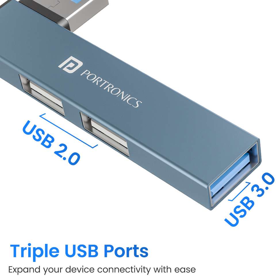 Portronics Mport Mino A USB Hub (3-in-1), USB 3.0 & 2.0, USB Plug ...