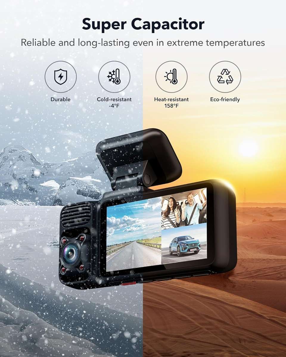 4 Channel Reverse Camera Redtiger F17 4K+2.5K+1080P 3 Channel Dashcam 5G Wifi Dashboard Camera ...