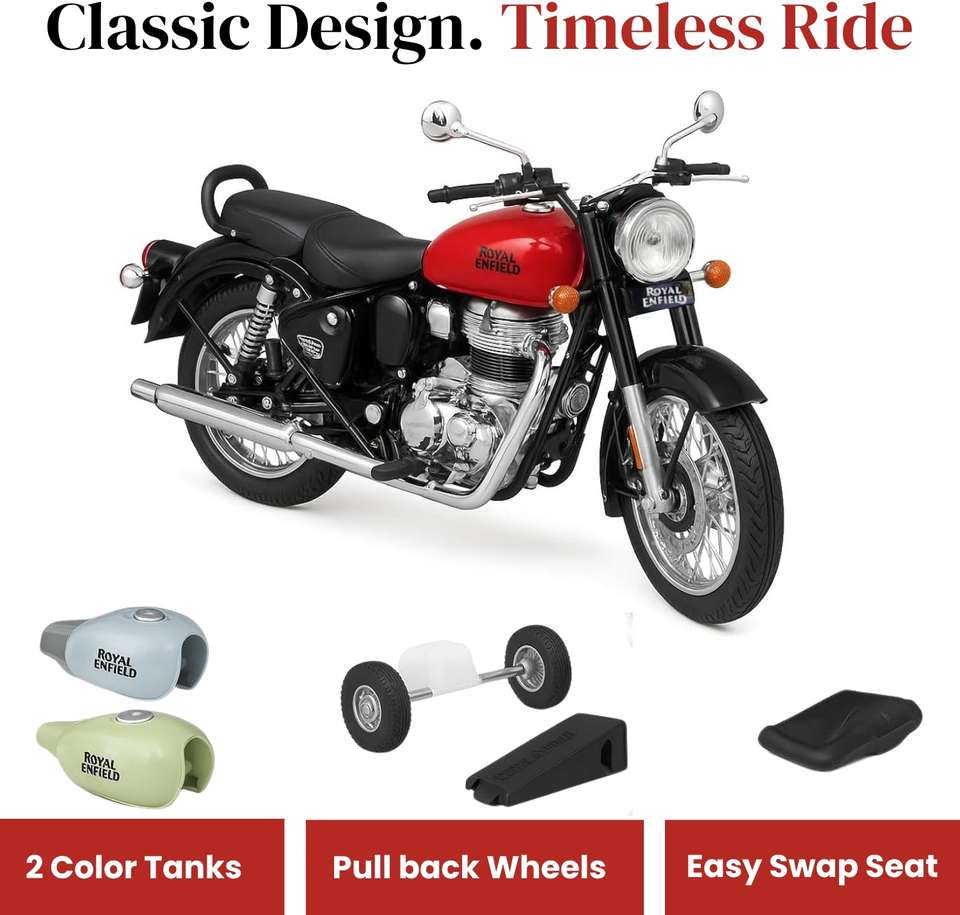T'tots Royal Enfield Bullet Bike | Metal Diecast Scale Model Classic ...