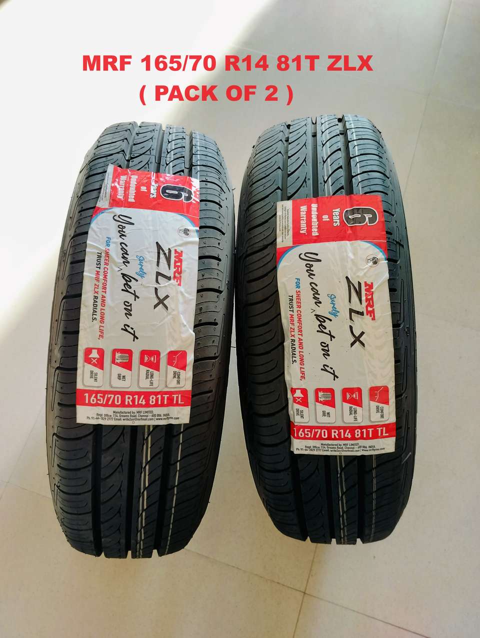 MRF 165/70 R14 81T ZLX ( PACK OF 2 ) LUXURY TYRE 4 Wheeler Tyre Price ...