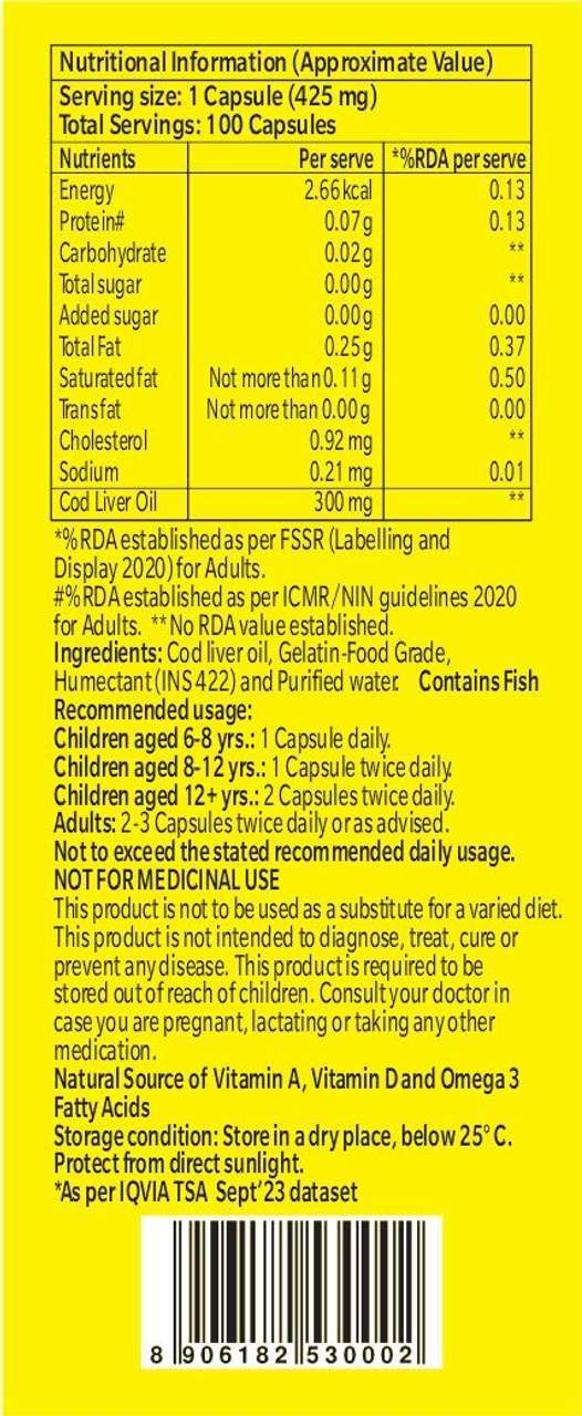 seacod Cod Fish Liver Oil Softgel Capsules With Natural Omega 3 ...