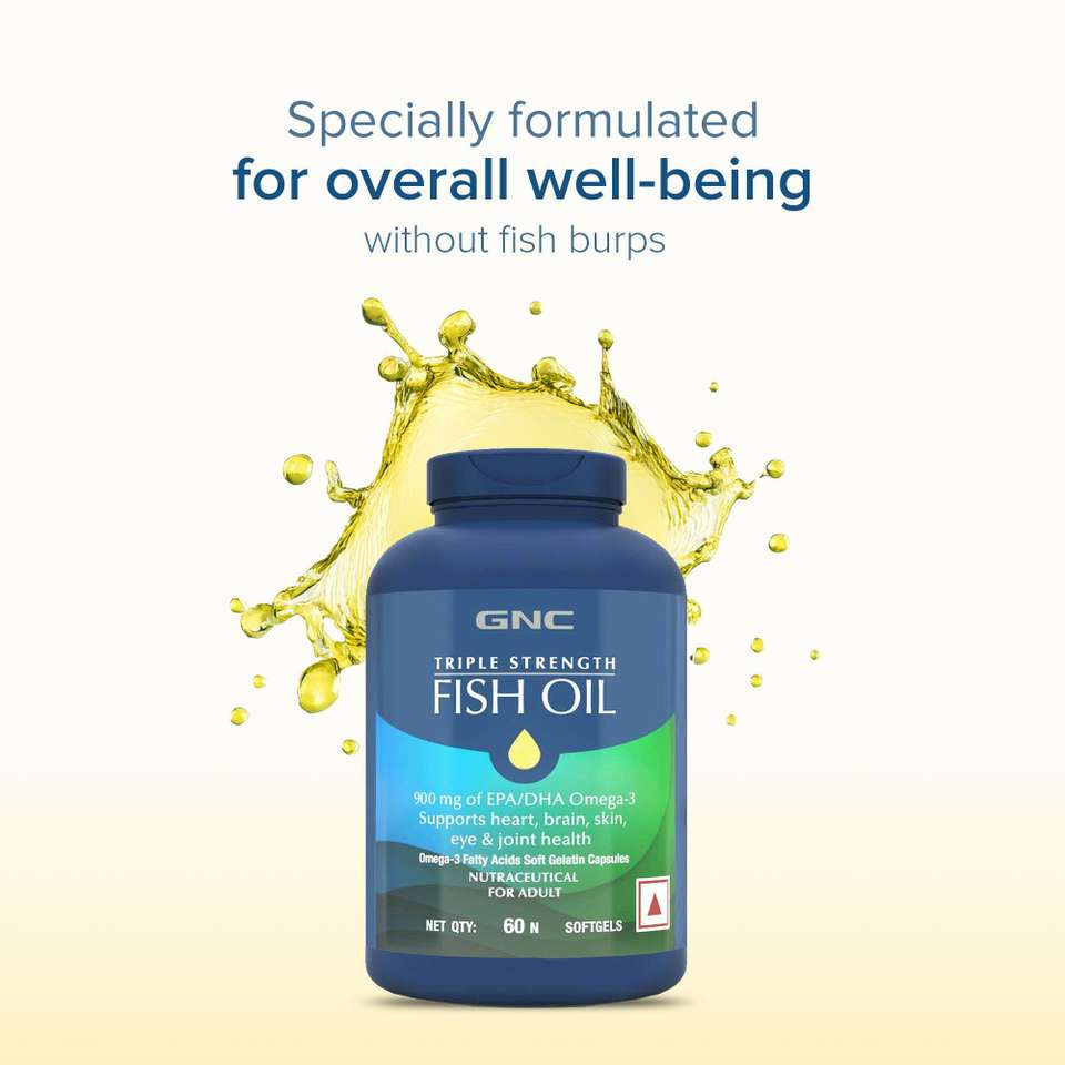 GNC Triple Strength Fish Oil - 1500 mg with 900 mg of EPA/DHA Omega 3s ...