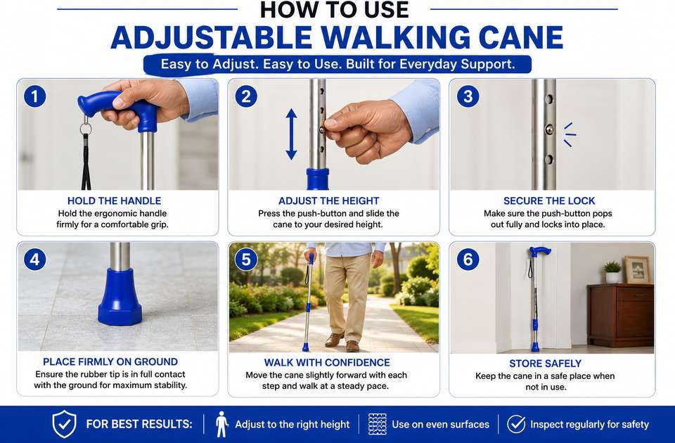Stick Plus Dishan Adjustable Stainless Steel Walking Cane for Seniors ...