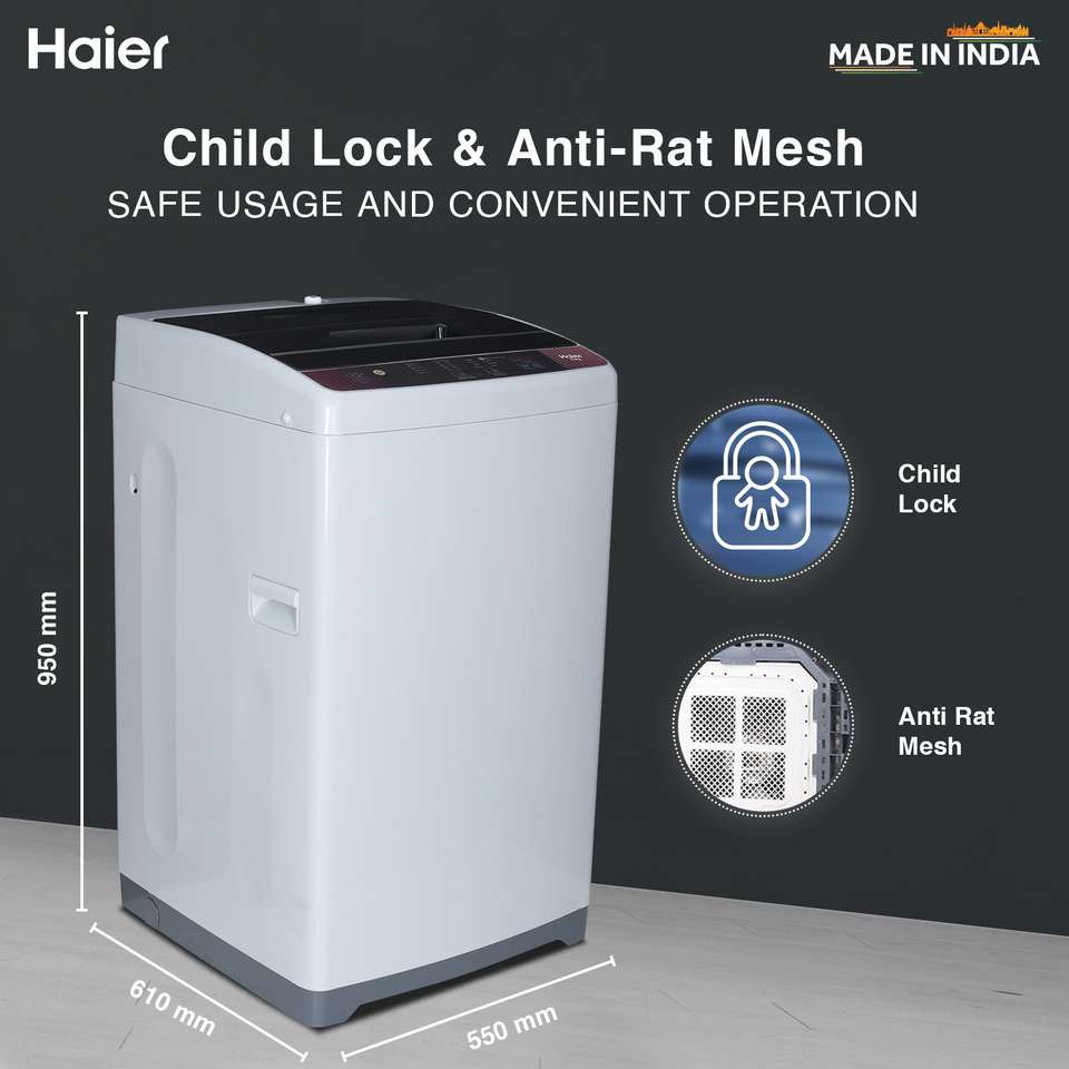 Haier 8 kg Balance Clean Pulsator, Custom Wash Cycles with 15 Mins ...
