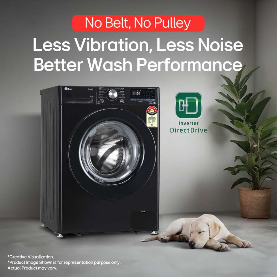 LG 12 kg 5 Star, AI Direct Drive Technology, Wi-Fi Enabled, Steam Wash ...