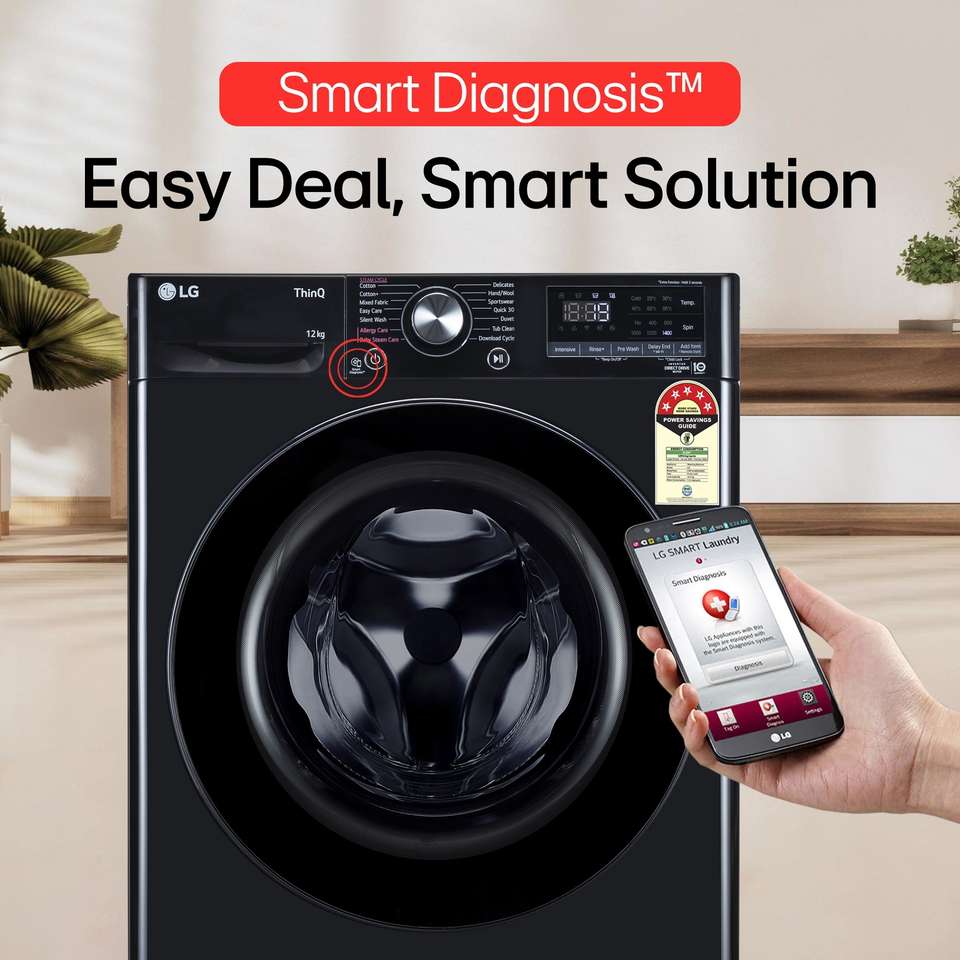 LG 12 kg 5 Star, AI Direct Drive Technology, Wi-Fi Enabled, Steam Wash ...
