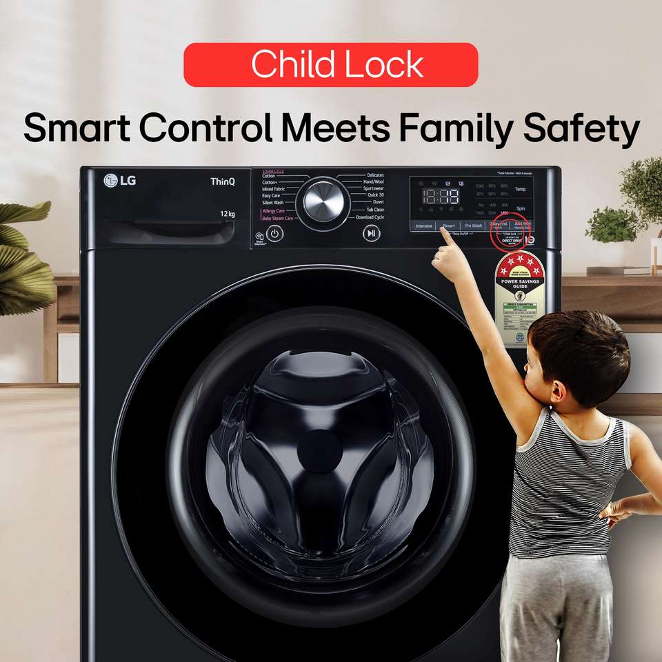 LG 12 kg 5 Star, AI Direct Drive Technology, Wi-Fi Enabled, Steam Wash ...