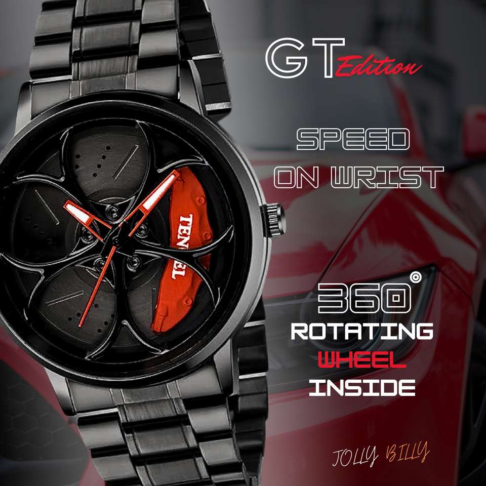 JollyBilly Car wheel watch | Spinning watch | Roatating watch | Gyro ...