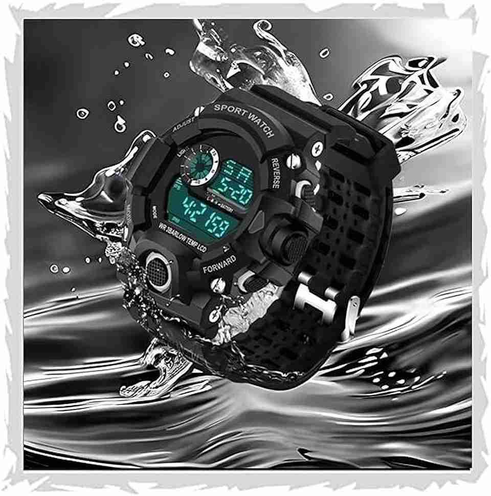 TERIZLA Black Digital Jee Shock Unisex Watch - Image 8