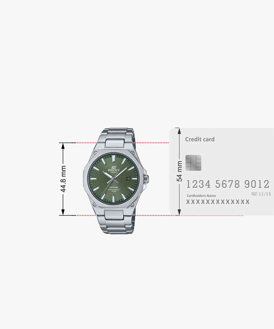 CASIO EFR-S108D-3AVUDF Edifice Green Dial Silver Stainless Steel Band ...