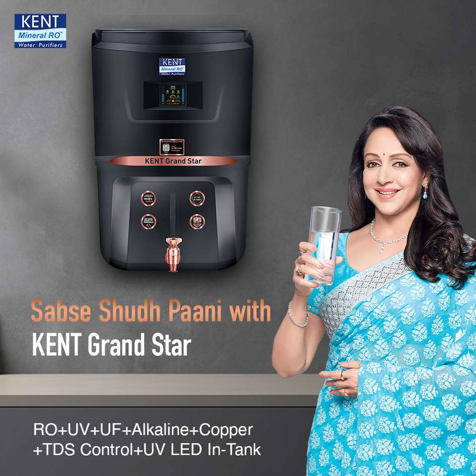 Kent Delivery KENT GRAND STAR Water Purifier with Digital Display 9 L RO + In-Tank UV ...
