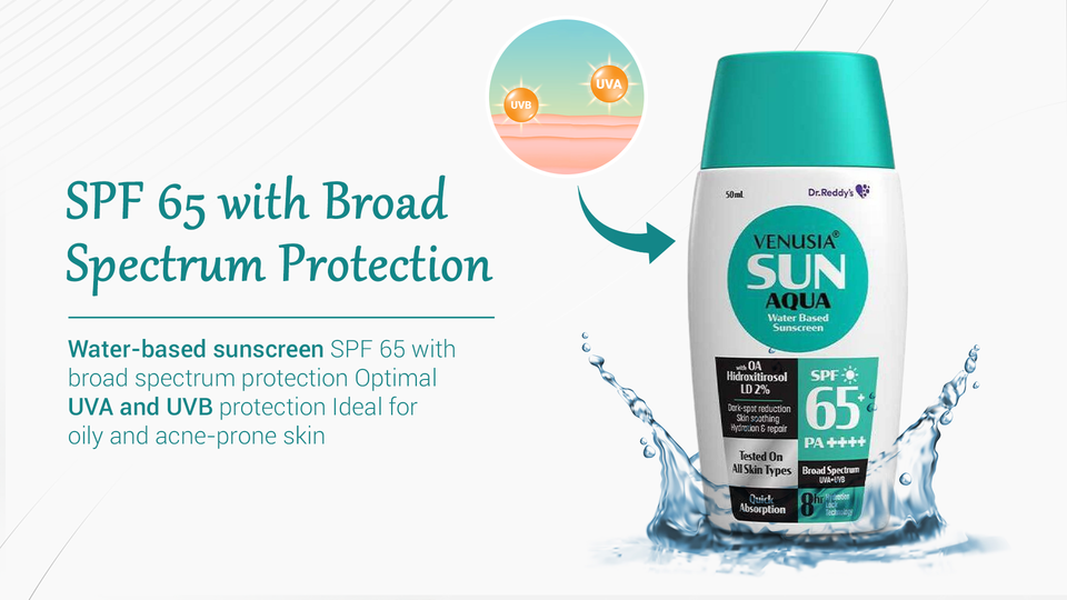 venusia Sunscreen - SPF 65 PA++++ AQUA Water based || UVA , UVB ...