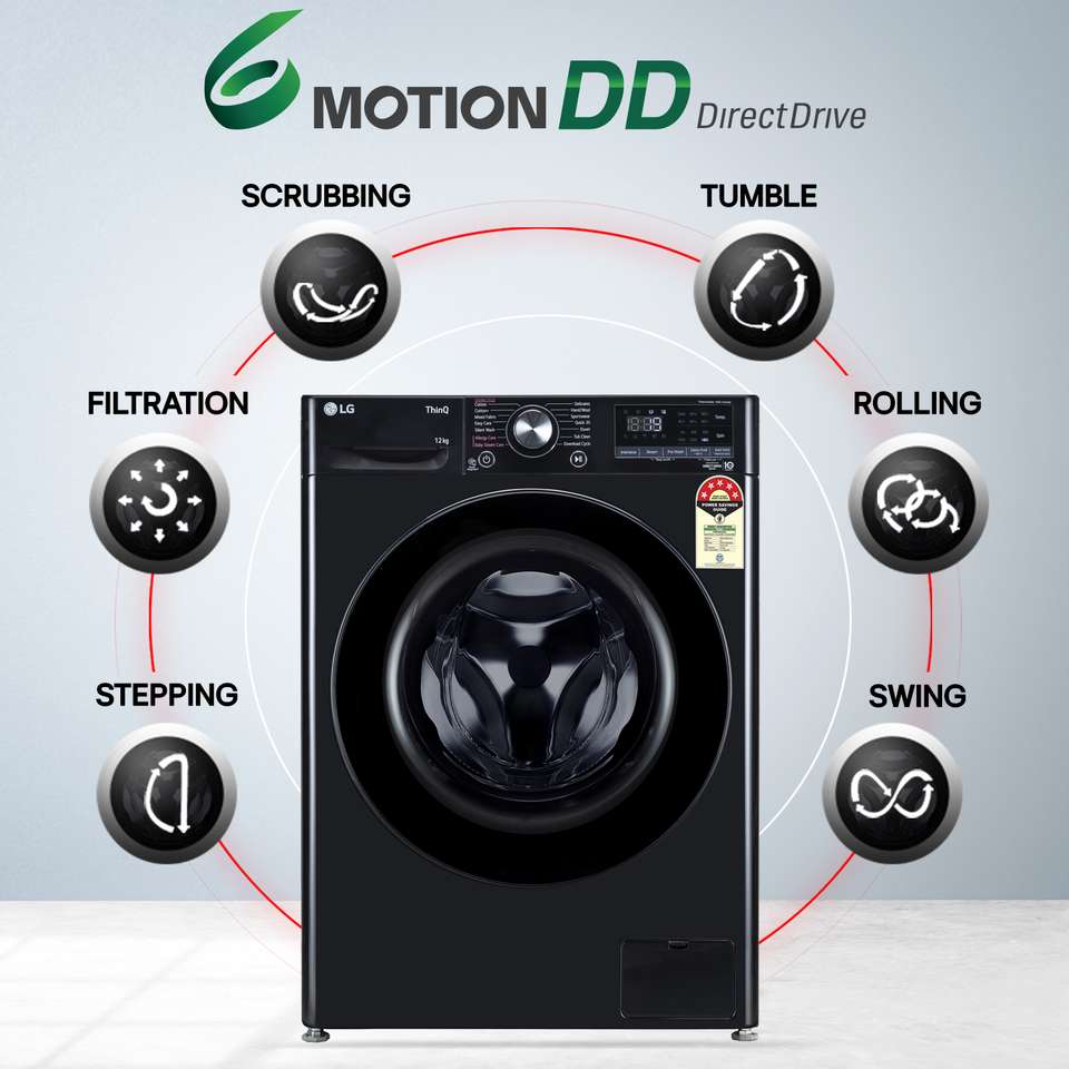 LG 12 kg 5 Star, AI Direct Drive Technology, Wi-Fi Enabled, Steam Wash ...