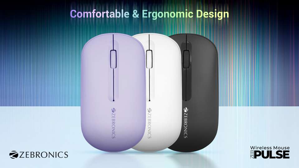 Pulse Rx Mouse ZEBRONICS Pulse Ambidextrous Optical Mouse 1200DPI, Dual BT, Multi ...