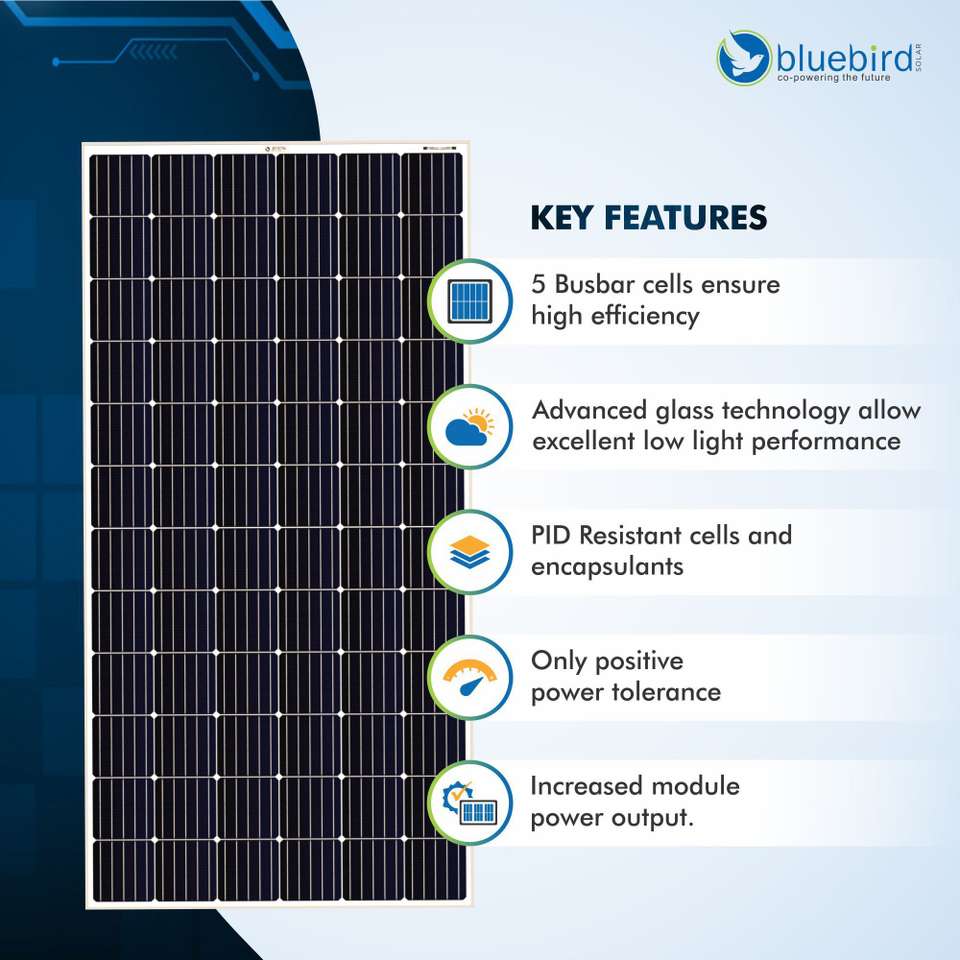 Bluebird 395W Mono PERC Solar Panels (BIS Certified) Solar Panel Price ...
