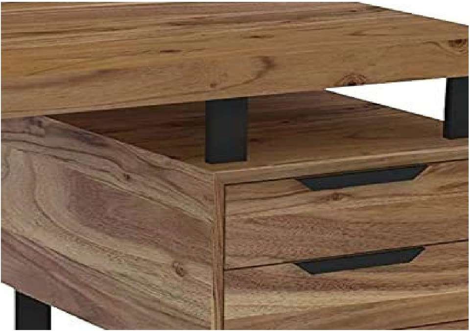 INMARWAR PureWood Solid Wood Study Table | Metal Desk With 2 Drawers ...
