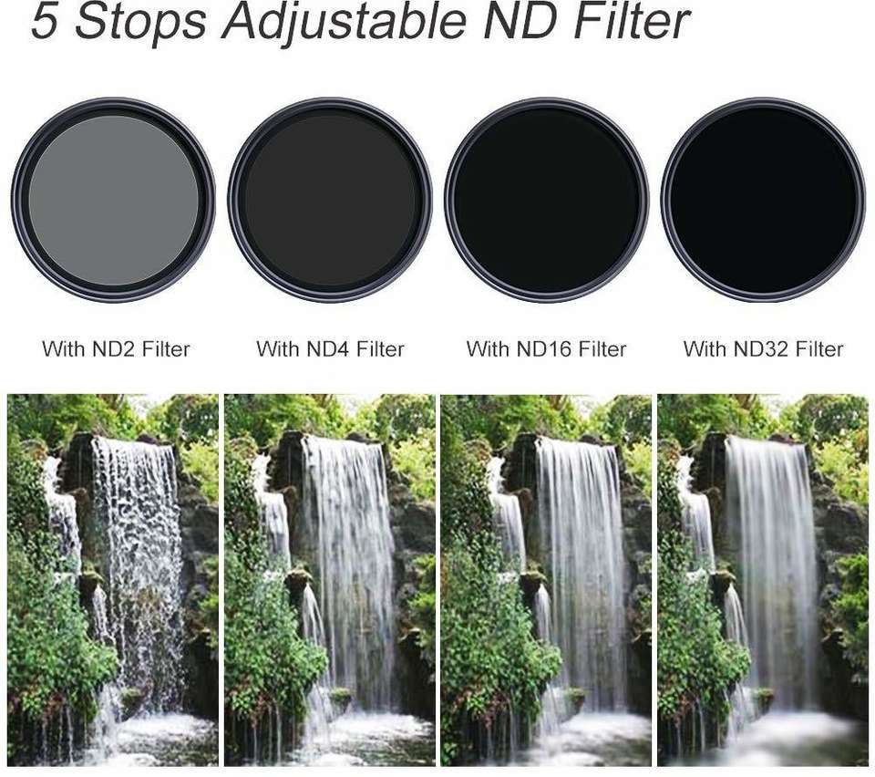 Lens Filter Set K&F Concept Variable Fader ND2-ND32 ND Filter for Camera Lens No X Spot ...