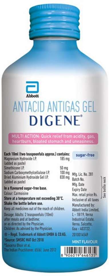 Digene Acidity & Gas Relief Gel Mint Syrup Liquid Price in India - Buy ...