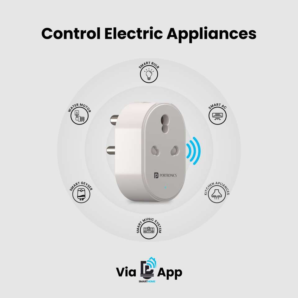 Portronics Splug 16 Wifi 16A Smart Plug Suitable for AC, Geyser, TVs ...