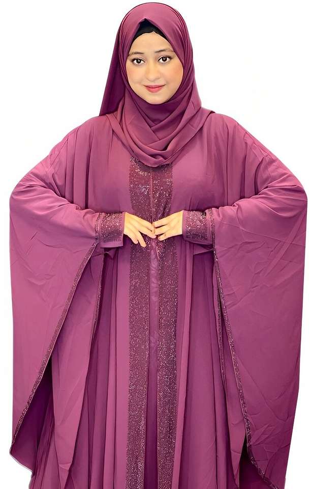 1099 Work Sign ZUZUU Nida Matte Self Design, Solid Burqa With Hijab Price in India ...