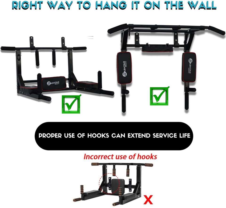 Bar For Exercise HASHTAG FITNESS Wall mount pull up bar, 3 in 1 Dip Station - Buy ...