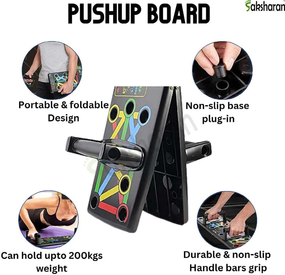 Saksharan 15-in-1 Foldable Push Up Board: Multifunctional Home Exercise ...