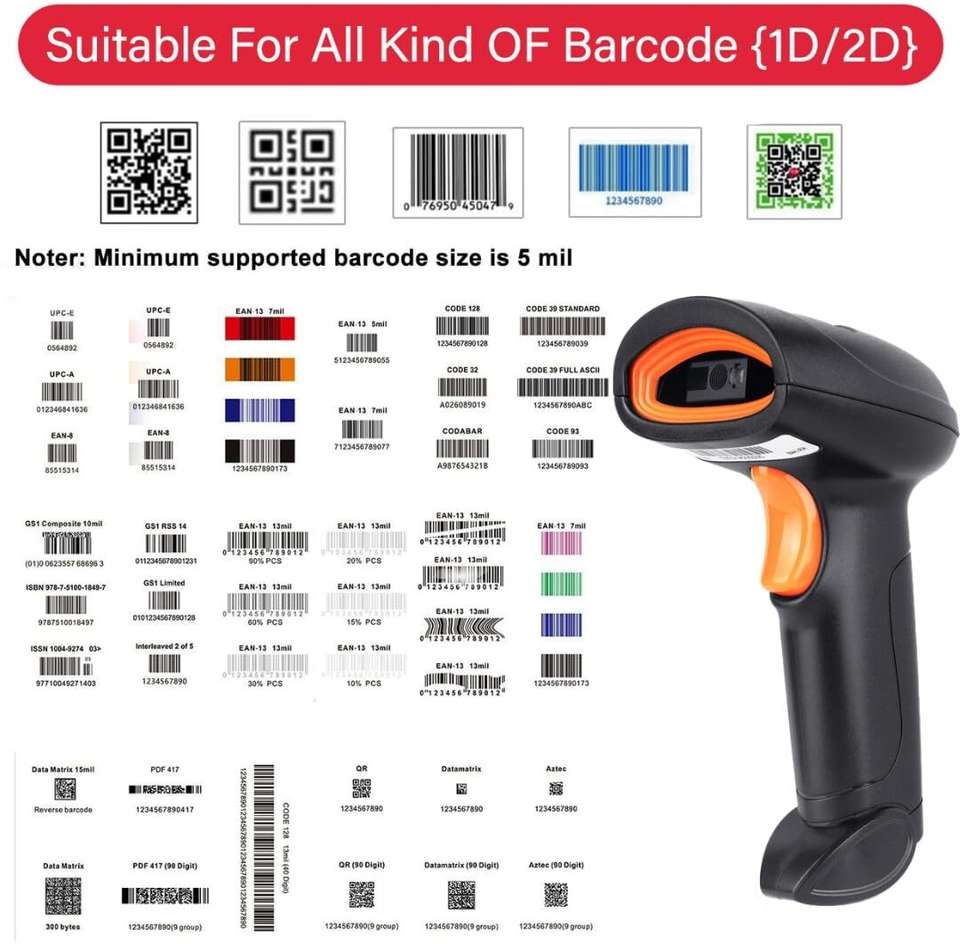 Scan Qr Code Indicator Helett HT20 Wireless Barcode Scanner 1D&2D QR Code 2in1 Wireless and ...
