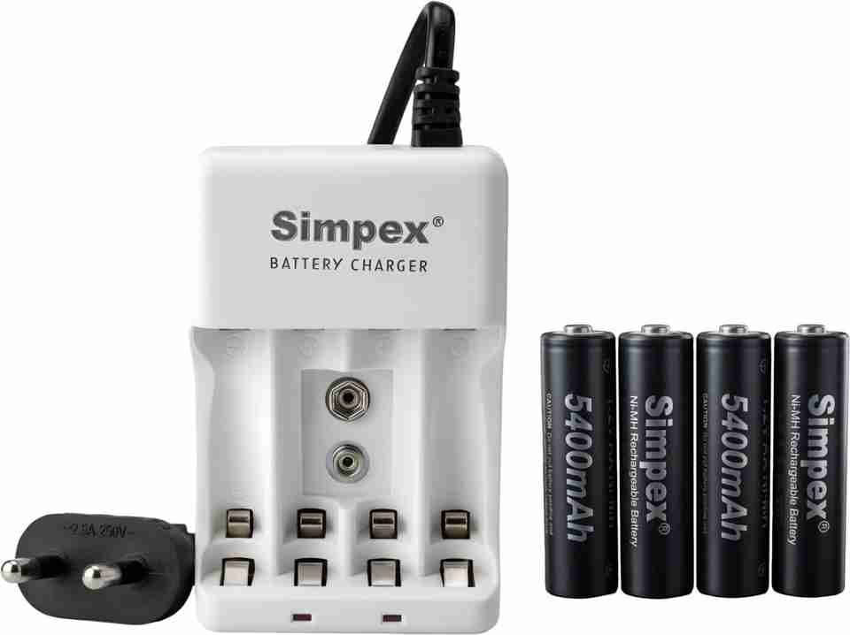 Simpex 666 Universal Corded Charger Combo With 5400 mAh Ni-MH AAx4 ...