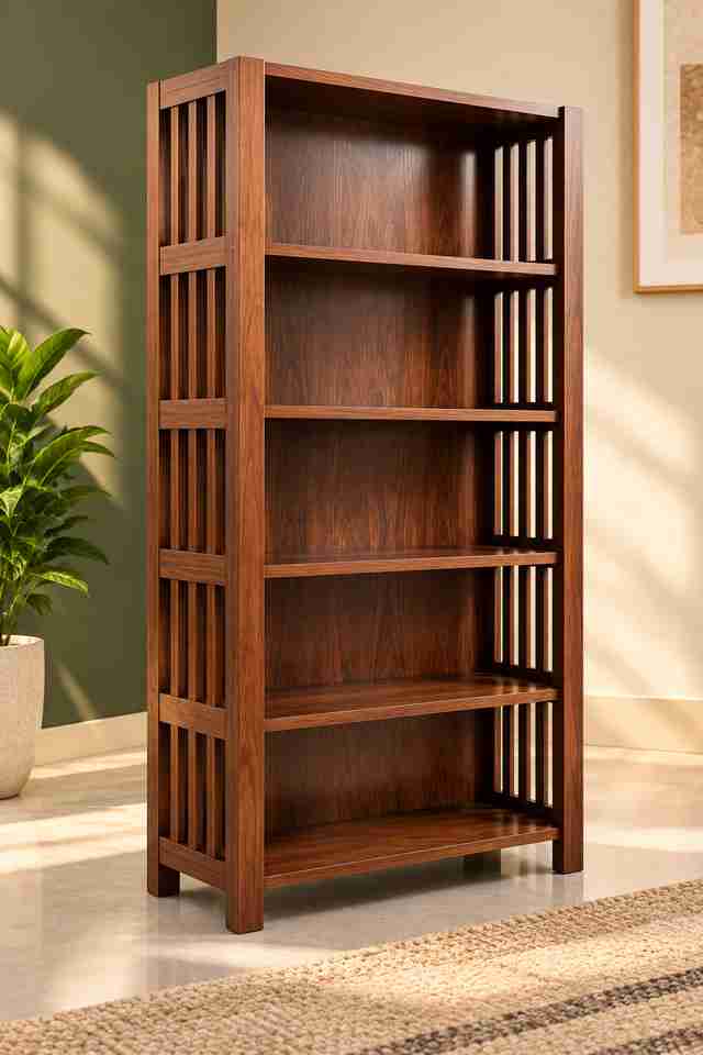 Woodoska WOODOSKA Classic Sheesham Bookshelf Solid Wood Open Book Shelf ...