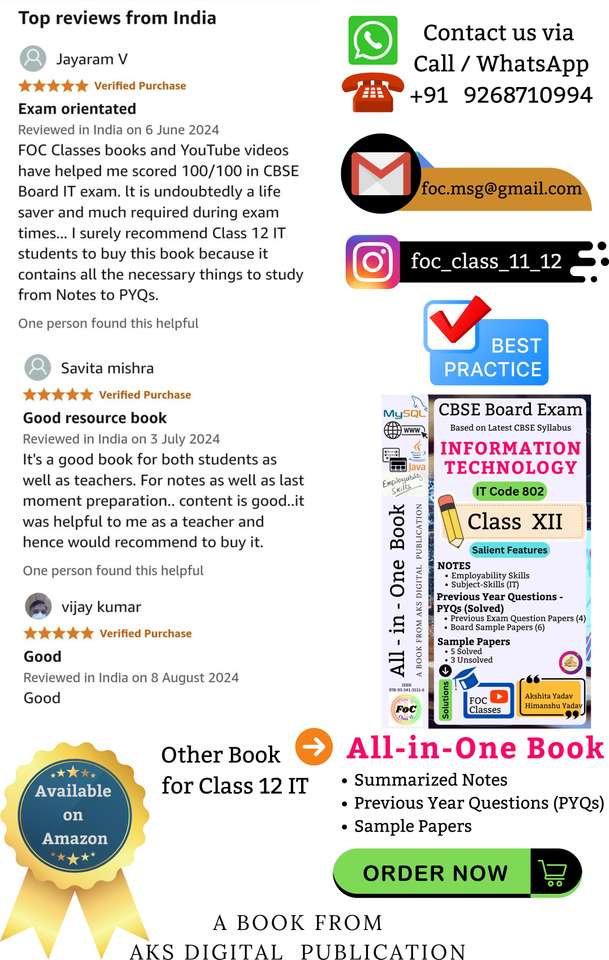 Information Technology IT Code 802 Class 12 Latest All-in-One Book CBS ...