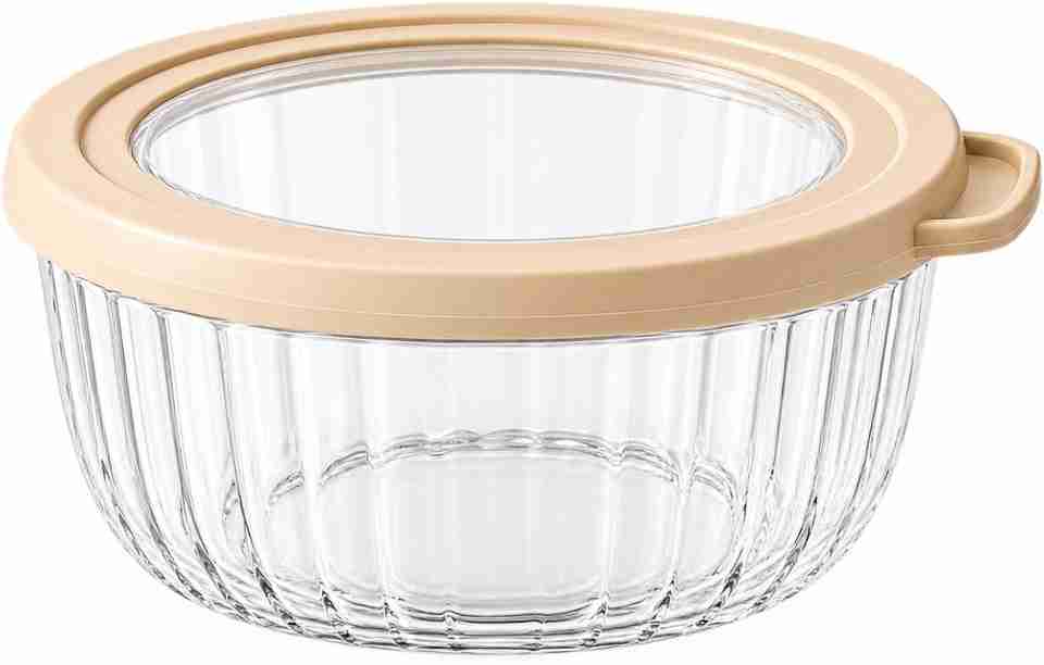 BELLORA HOME Glass Storage Bowl Serving Glass Bowl with Lid Airtight ...