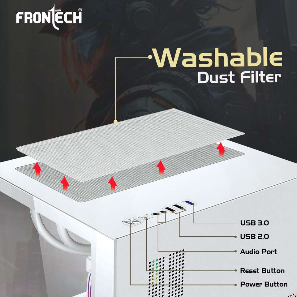 Frontech Computer Case Frontech NEBULA Gaming Computer Case | 2+1 USB(1.1&3.0), Glass Panel ...