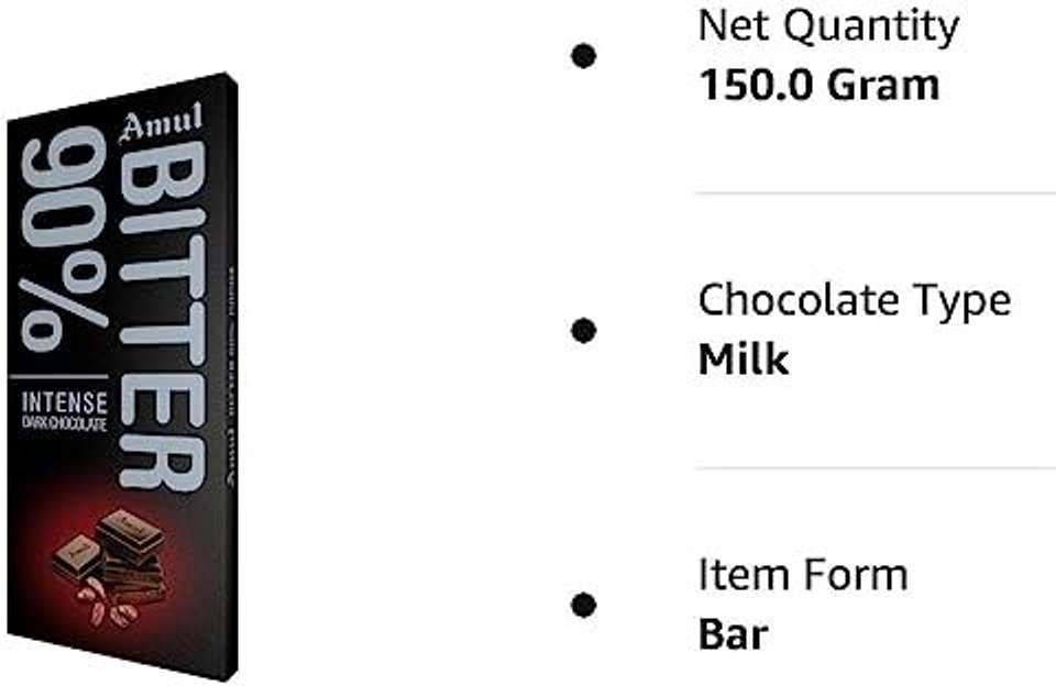 Amul Bitter 90% DARK Chocolate Bars Price in India - Buy Amul Bitter 90 ...
