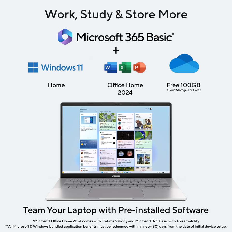ASUS Vivobook S14 (2026) with Office 2024 + M365 Basic*, AI PC NPU up ...