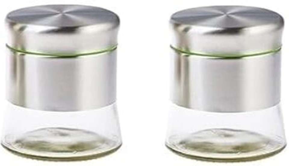 Metal Container Inida HOMORYX Glass, Stainless Steel Grocery Container - 550 ml Price in ...