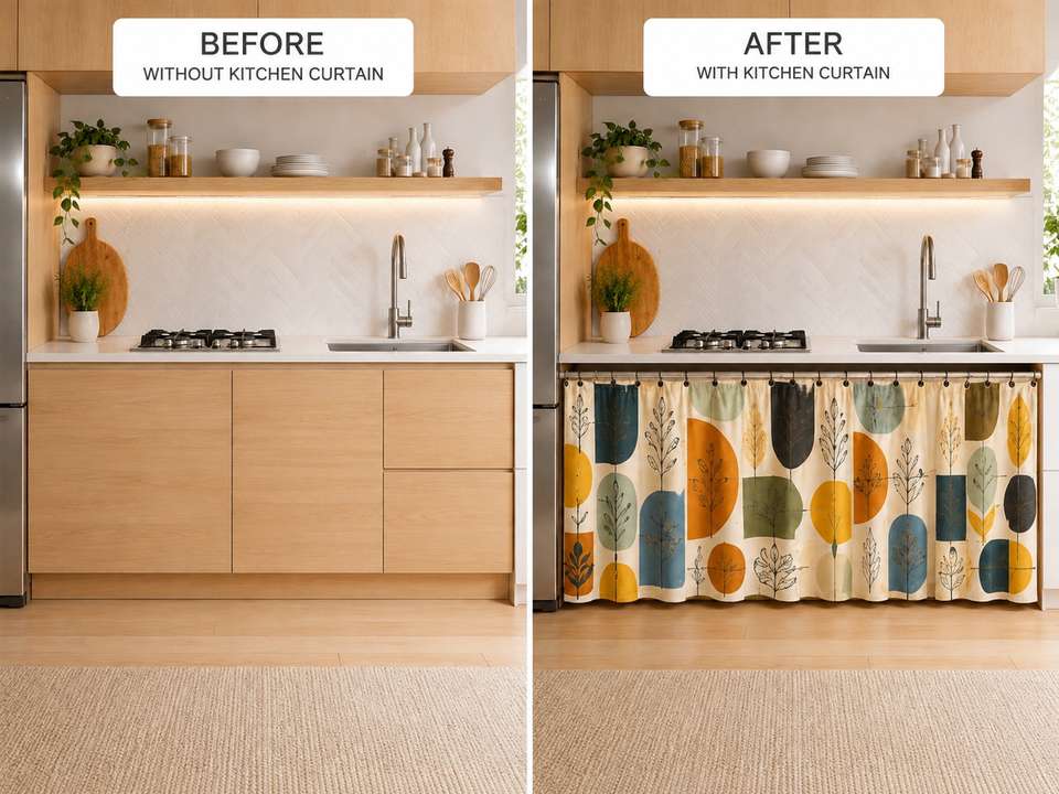 Kitchen Sink Key DRAPIX 150 cm (5 ft) Kitchen Sink Polyester Blackout Curtain Single ...