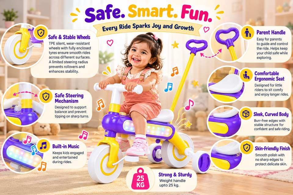 TED SMART & SAFE yellow & purple kids bicycle for 2-6 year 10 T (inch ...