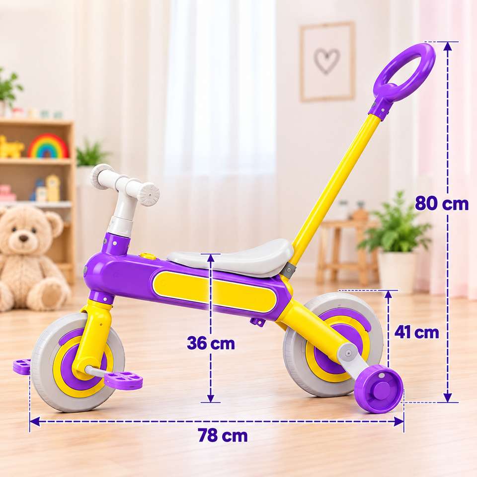 TED SMART & SAFE yellow & purple kids bicycle for 2-6 year 10 T (inch ...