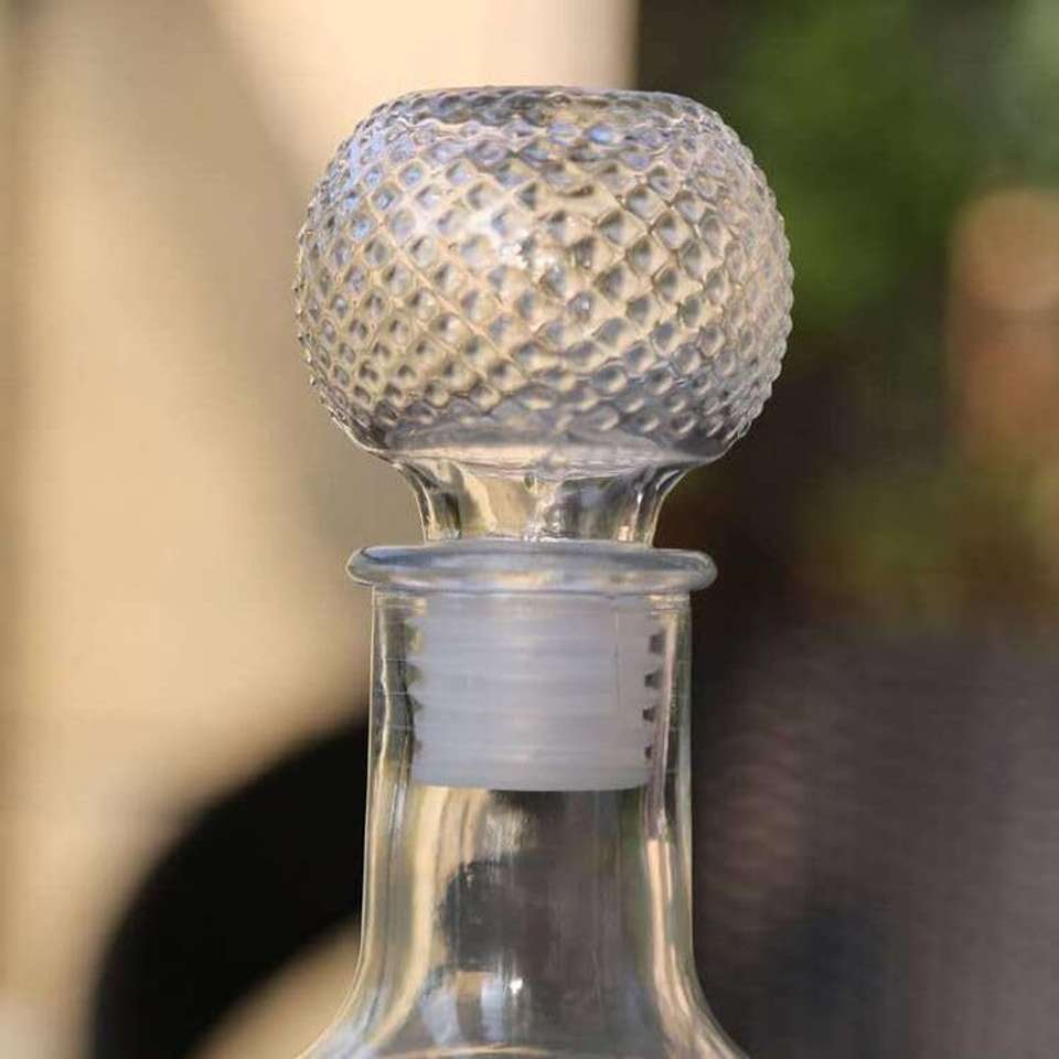 Scotch Key GOLDFINCH Round Crystal-Cut Liquor Decanter with Stopper, Elegant ...