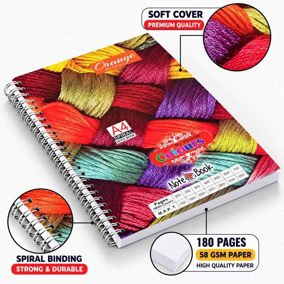 Calligraft MY FAVORITE COLOURS A4 Notebook RULED 180 Pages Price in ...