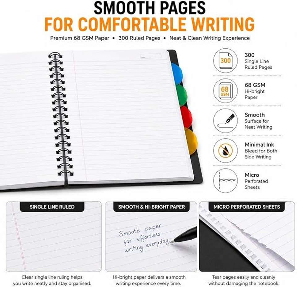Shape 5 - Subject Nexus Spiral A5 Notebook Single Line Ruled 300 Pages ...