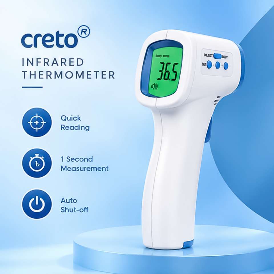 CRETO GL-EN-00101 Contactless Infrared Thermometer with 1 Sec Reading ...