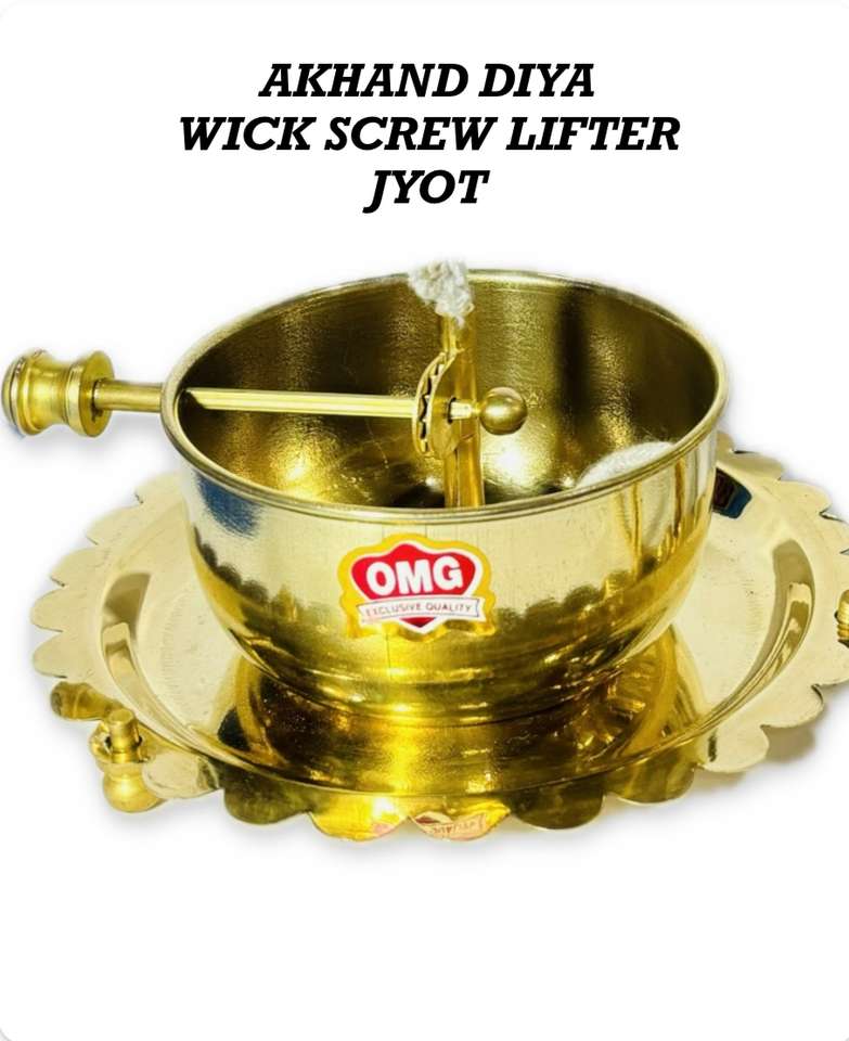 BRASSOMG akhand jyot diya with wick lifting screw / akhand jyot/ deepak ...