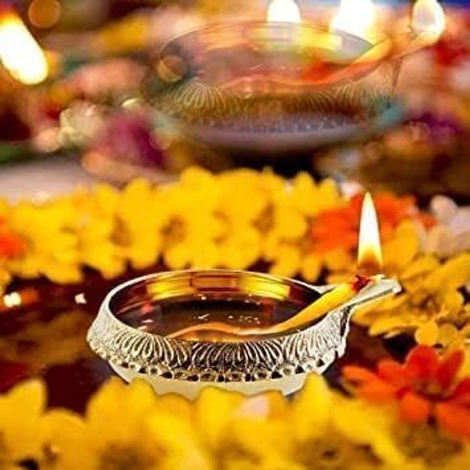 ANI DIVINE Brass Kuber Diya, Engraved Design Diyas for Home, Office ...