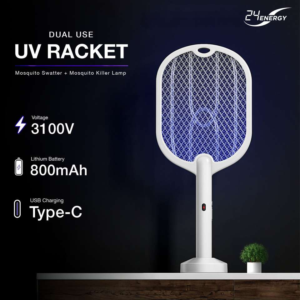 24 ENERGY Mosquito Bat with 6 UV Light, Lithium Battery, Energy ...