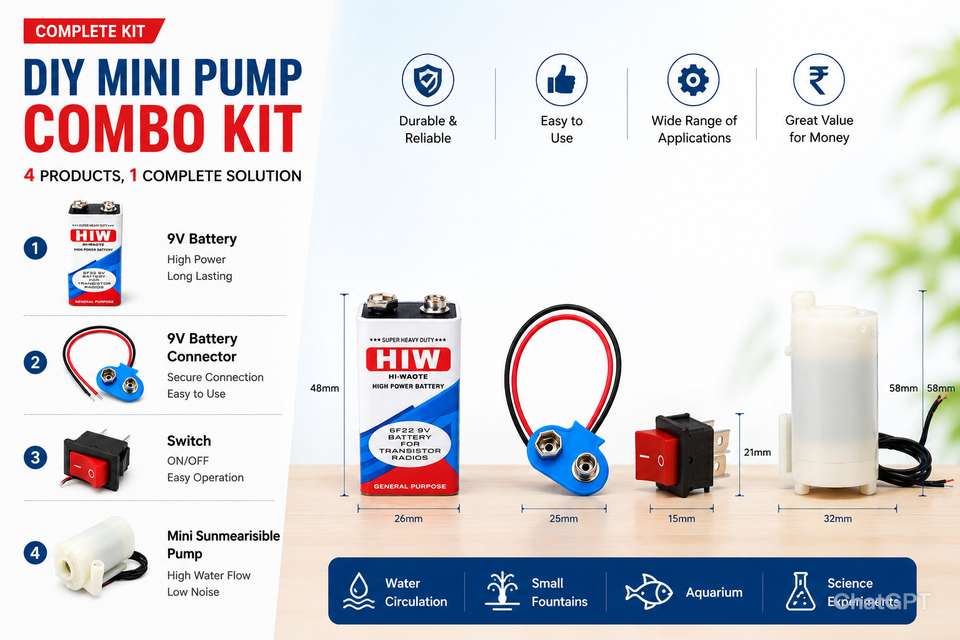ud tech Mini Submersible Water Pump DC 9V ORIGINAL Electronic ...